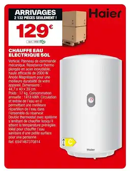 Brico Dépôt HAIER Chauffe eau electrique offre