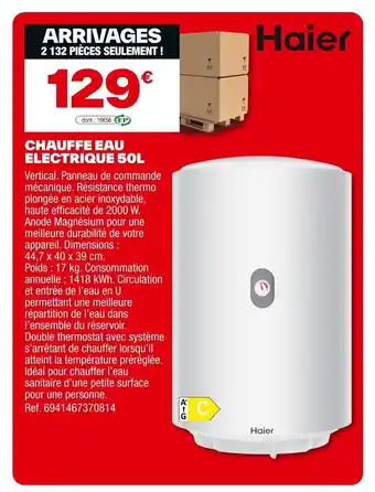 Brico Dépôt HAIER Chauffe eau electrique offre