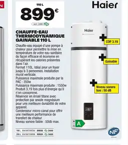Brico Dépôt HAIER Chauffe-eau thermodynamique gainable offre