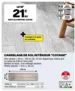 Brico Dépôt COTAGE Carrelage de sol intérieur offre