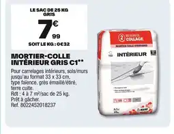 Brico Dépôt Mortier-colle intérieur gris c1 offre