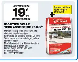 Brico Dépôt Mortier colle terrasse beige offre