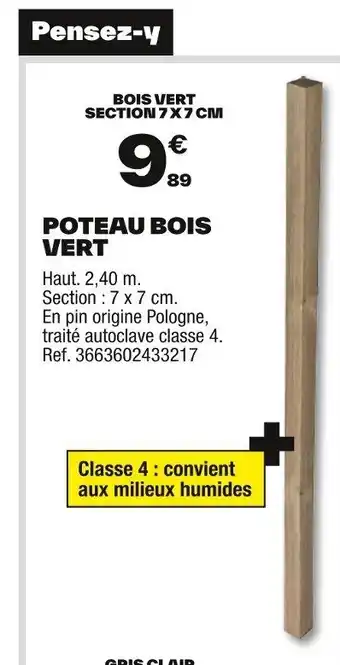 Brico Dépôt Poteau bois vert offre
