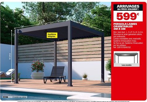 Brico Dépôt Pergola lames orientables offre