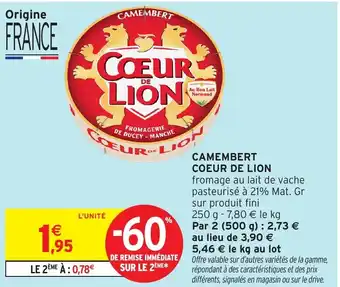 Intermarché COEUR DE LION Camembert offre