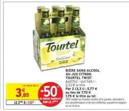 Intermarché TOURTEL TWIST Bière sans alcool au jus citron offre