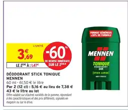 Intermarché MENNEN Déodorant stick tonique offre