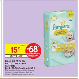 Intermarché PAMPERS Couches premium protection t2x54 offre