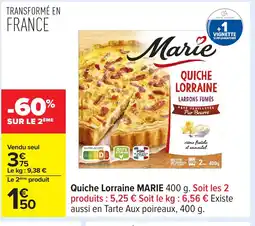 Carrefour MARIE Quiche Lorraine offre