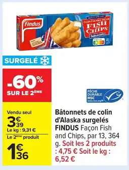 Carrefour FINDUS Bâtonnets de colin d'Alaska surgelés offre
