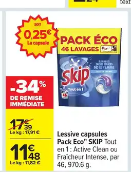 Carrefour SKIP Lessive capsules Pack Eco offre