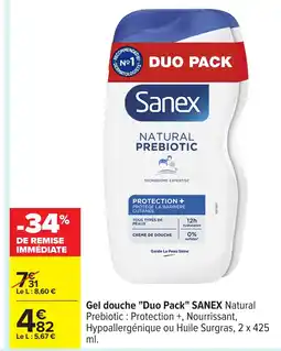 Carrefour SANEX Gel douche Duo Pack offre