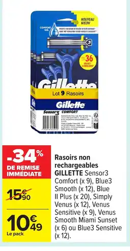 Carrefour GILLETTE Rasoirs non rechargeables offre