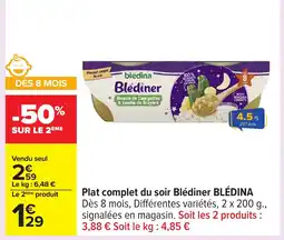 Carrefour BLÉDINA Plat complet du soir Blédiner offre