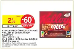 Intermarché Extra Barre Généreuse Amandes Grillées et Chocolat Noir Kellogg's offre
