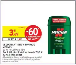Intermarché DÉODORANT STICK TONIQUE MENNEN offre