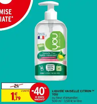 Intermarché You liquide vaiselle citron offre