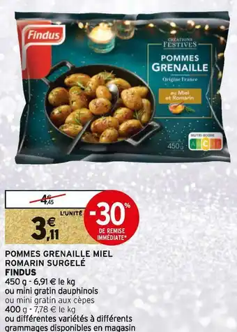 Intermarché Findus pommes grenaille miel romarin surgelé offre