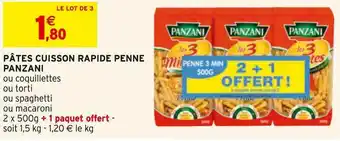 Intermarché Panzani pâtes cuisson rapide penne offre
