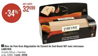 Géant Casino Labeyrie bloc de foie gras dégustation de canard du sud-ouest igp avec morceaux offre
