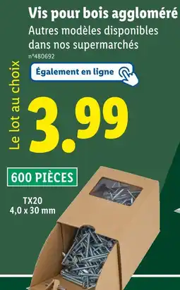 Lidl Vis pour bois aggloméré offre