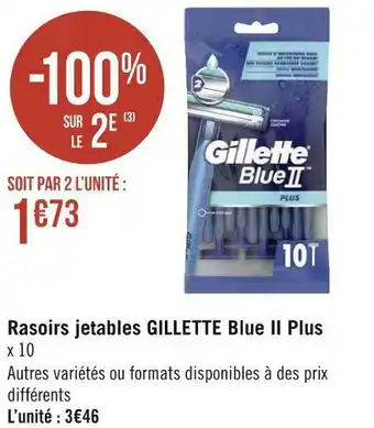 Géant Casino Gillette blue ii plus rasoirs jetables offre