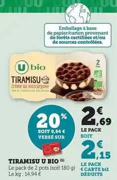 Maximarché Tiramisu bio offre
