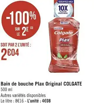 Géant Casino Colgate bain de bouche plax original offre