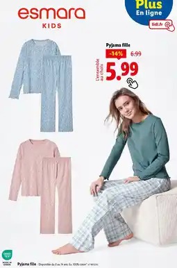 Lidl Pyjama fille esmara KIDS offre