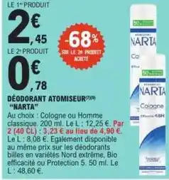 E.Leclerc Narta - déodorant atomiseur offre