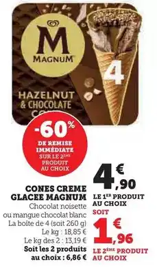 Super U Magnum - cones creme glacee offre