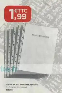 Top Office Sachet de 100 pochettes perforées offre