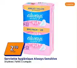 Action Serviette hygiénique Always Sensitive offre