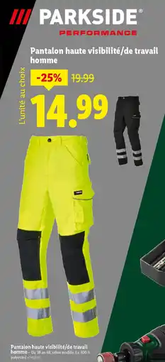 Lidl Parkside Pantalon haute visibilité / de travail homme offre