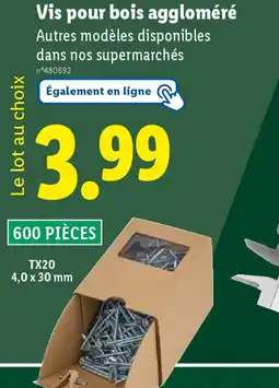 Lidl Parkside Vis pour bois aggloméré offre