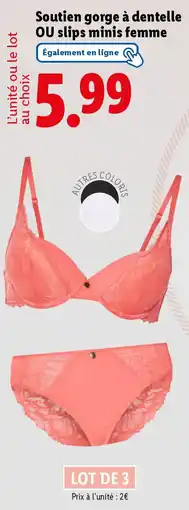Lidl Esmara Soutien gorge à dentelle OU slips minis femme offre