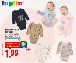 Lidl Lupilu Body en COTON BIO bébé offre