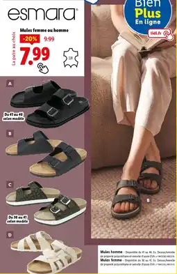 Lidl Esmara Mules femme ou homme offre