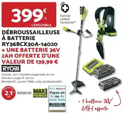Débroussailleuse à batterie RY36BCX30A-14020