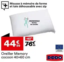 BUT Oreiller Memory cocoon offre