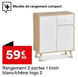 BUT Rangement 2 portes 1 tiroir blanc / chêne Ingo 2 offre