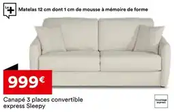 BUT Canapé 3 places convertible express Sleepy offre