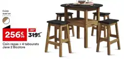 BUT Coin repas + 4 tabourets Jane 2 Bicolore offre
