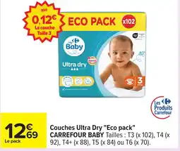 Carrefour CARREFOUR BABY Couches Ultra Dry Eco pack offre