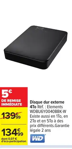 Carrefour WD Disque dur externe offre