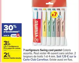 Carrefour 7 surligneurs Swing cool pastel offre