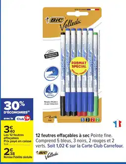 Carrefour 12 feutres effaçables à sec offre