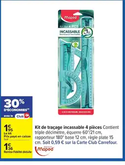 Carrefour MAPED Kit de traçage incassable 4 pièces offre