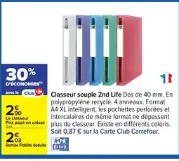 Carrefour Classeur souple 2nd Life offre