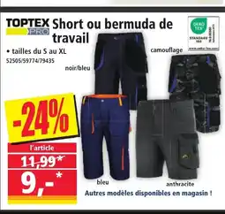 Norma TOPTEX Short ou bermuda de travail offre